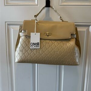 Cavalli Class Tan Quilted Satchel